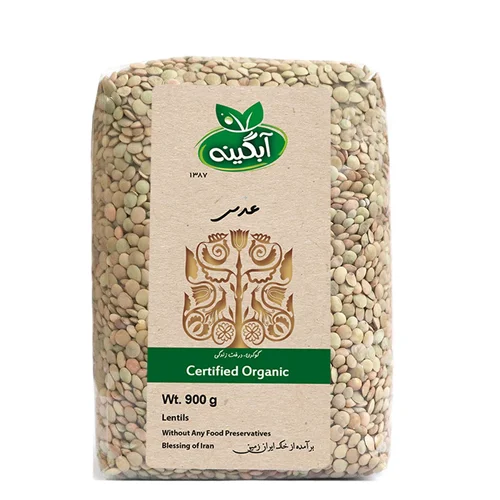 عدس ارگانیک آبگینه 900 گرمی