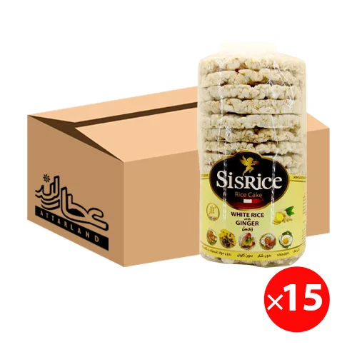 رایس کیک بدون گلوتن سیس رایس با طعم زنجبیل کارتن 15 عددی